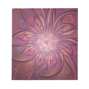 Abstract Modern Floral Fractal Art Berry Colours Notepad