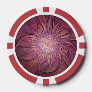 Abstract Modern Floral Fractal Art Berry Colours Poker Chips