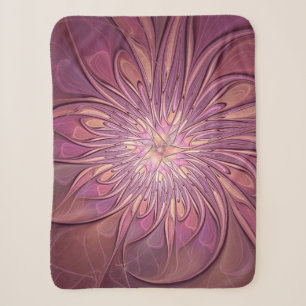 Abstract Modern Floral Fractal Art Berry Colours Sherpa Blanket