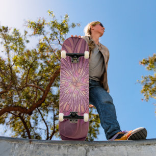 Abstract Modern Floral Fractal Art Berry Colours Skateboard