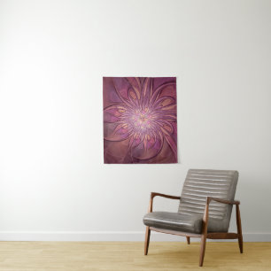 Abstract Modern Floral Fractal Art Berry Colours Tapestry