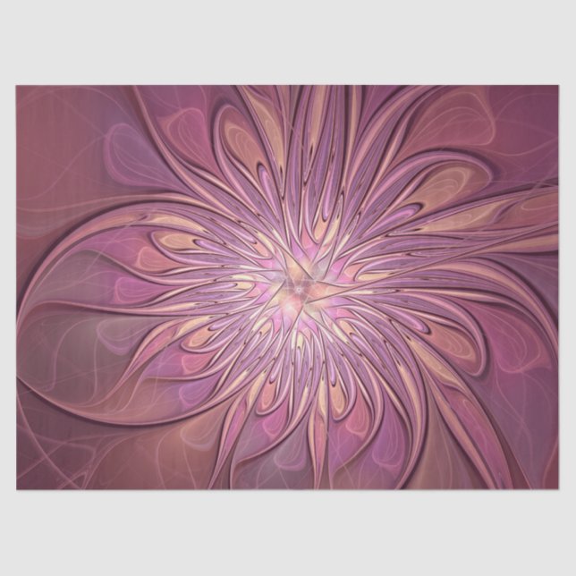 Abstract Modern Floral Fractal Art Berry Colours  Tissue Paper (Front)