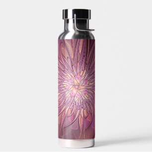 Abstract Modern Floral Fractal Art Berry Colours Water Bottle