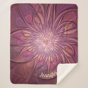 Abstract Modern Floral Fractal Berry Colours Name Sherpa Blanket