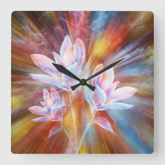 Abstract Modern Flowers artwork Square Wall Clock