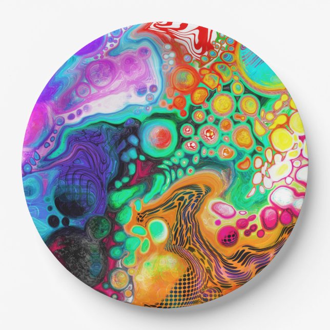  Abstract Modern Fluid Art   Paper Plate (Front)