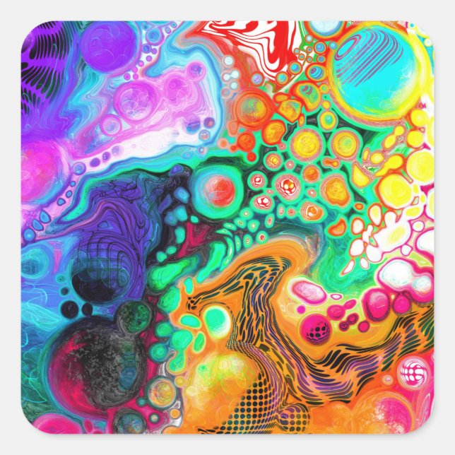  Abstract Modern Fluid Art  Square Sticker (Front)