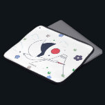 Abstract modern flying crane illustration laptop sleeve<br><div class="desc">Modern abstract flying crane illustration. White background with blue and red colours.</div>