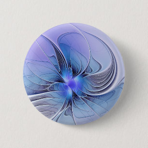 Abstract Modern Fractal Art Lavender Blue 6 Cm Round Badge