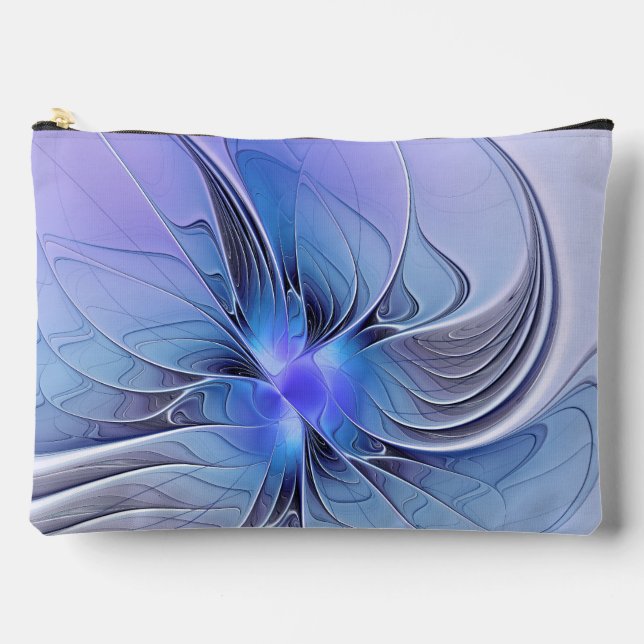 Abstract Modern Fractal Art Lavender Blue Accessory Pouch (Front)
