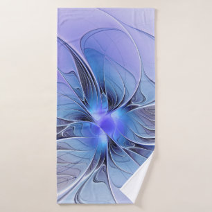 Abstract Modern Fractal Art Lavender Blue Bath Towel