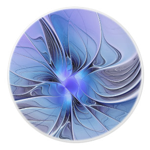 Abstract Modern Fractal Art Lavender Blue Ceramic Knob