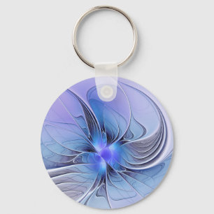 Abstract Modern Fractal Art Lavender Blue Key Ring