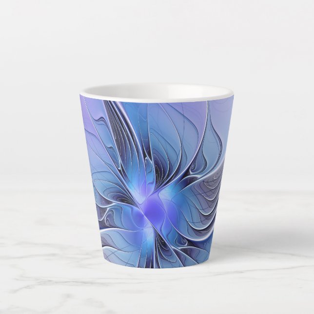 Abstract Modern Fractal Art Lavender Blue Latte Mug (Front)