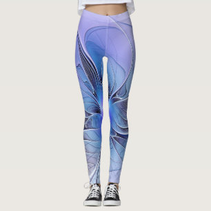 Abstract Modern Fractal Art Lavender Blue Leggings