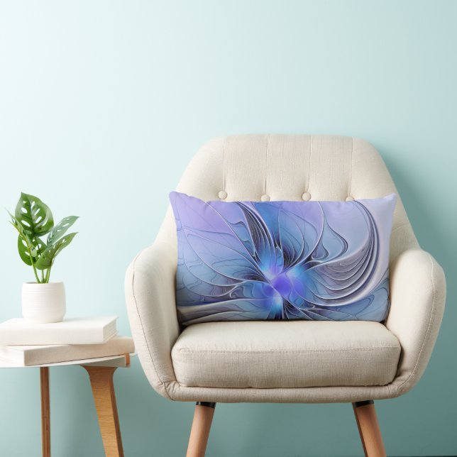 Abstract Modern Fractal Art Lavender Blue Lumbar Cushion (Chair)