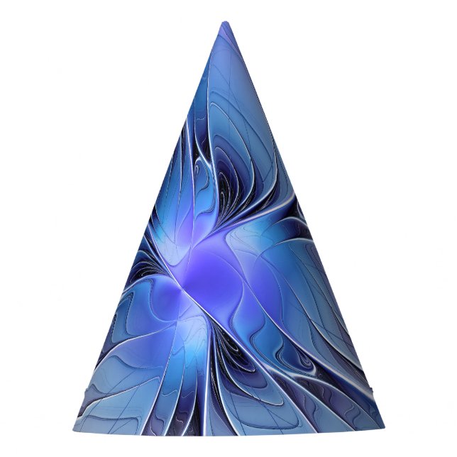 Abstract Modern Fractal Art Lavender Blue Party Hat (Front)