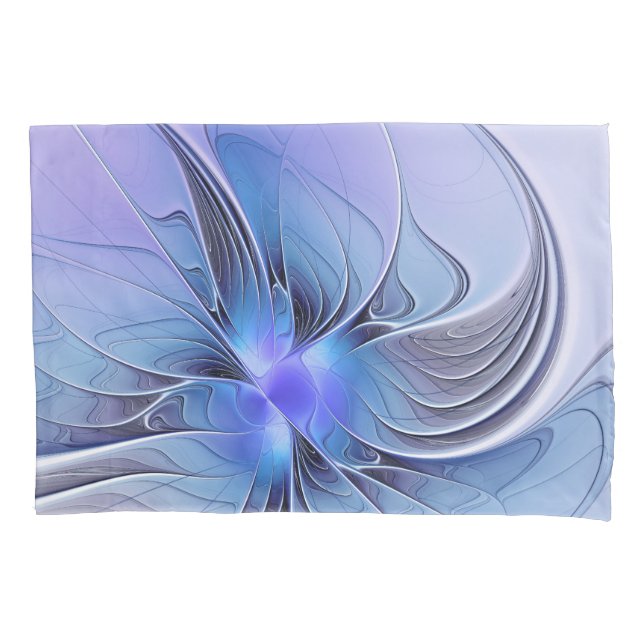 Abstract Modern Fractal Art Lavender Blue Pillowcase (Front)