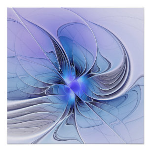 Abstract Modern Fractal Art Lavender Blue Poster