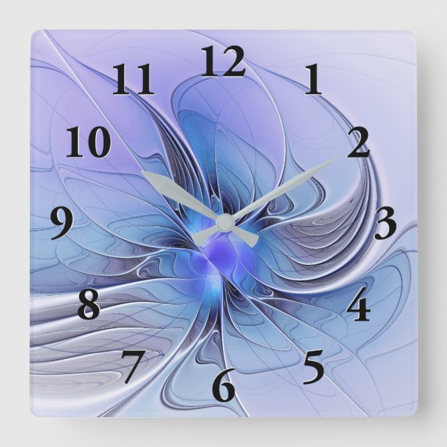 Abstract Modern Fractal Art Lavender Blue Square Wall Clock (Front)
