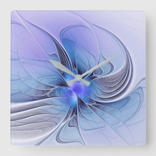 Abstract Modern Fractal Art Lavender Blue Square Wall Clock