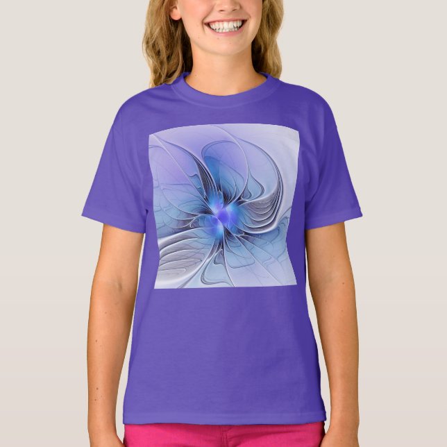 Abstract Modern Fractal Art Lavender Blue T-Shirt (Front)
