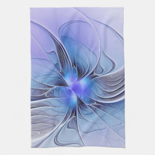 Abstract Modern Fractal Art Lavender Blue Tea Towel