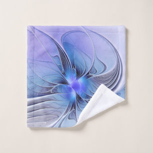 Abstract Modern Fractal Art Lavender Blue Wash Cloth