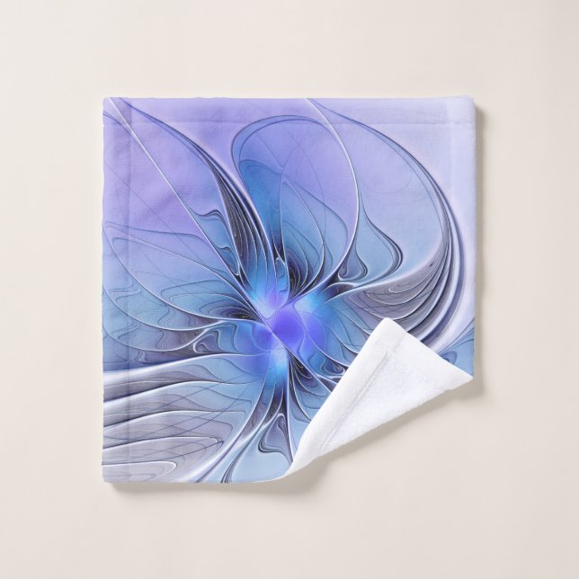 Abstract Modern Fractal Art Lavender Blue Wash Cloth (Wash Cloth)
