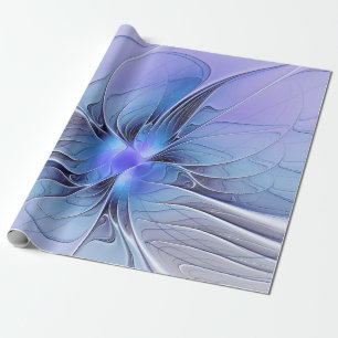 Abstract Modern Fractal Art Lavender Blue Wrapping Paper