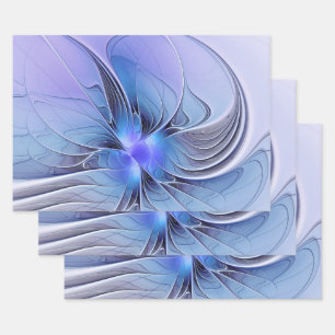 Abstract Modern Fractal Art Lavender Blue Wrapping Paper Sheet