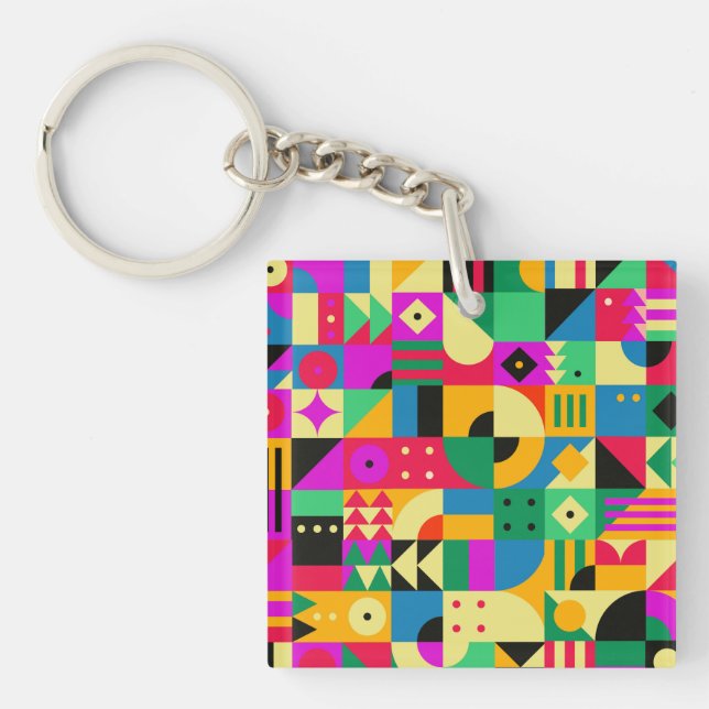 Abstract Modern Garden Key Ring (Front)
