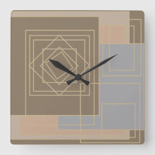 Abstract modern geometric art square wall clock