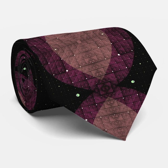 Abstract Modern Geometric Black Purple Fractal Art Tie (Rolled)