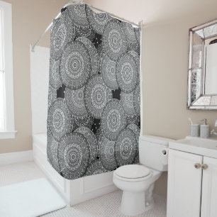 Abstract modern geometric circles round shapes man shower curtain