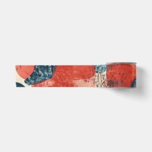 abstract modern geometric Coral and Blue Satin Ribbon
