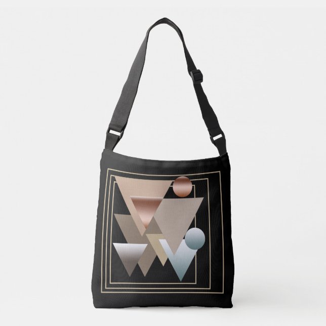 Abstract modern geometric futuristic art crossbody bag (Front)