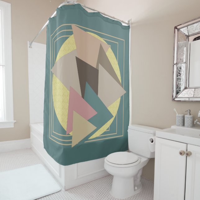 Abstract modern geometric futuristic art shower curtain (In Situ)