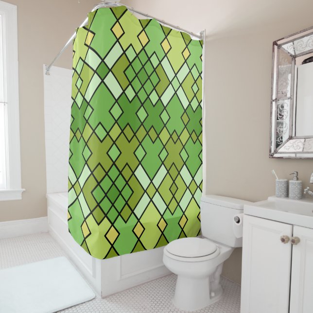 Abstract modern geometric honeycombed pattern shower curtain (In Situ)