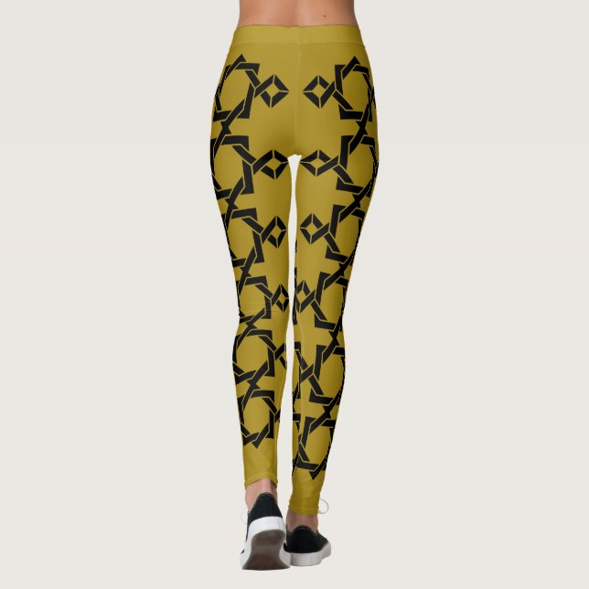 Abstract modern geometric line art leggings (Back)