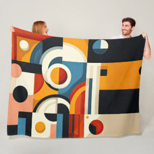 Abstract Modern Geometric Painting Fleece Blanket