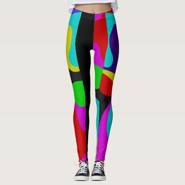 Abstract Modern Geometric Pattern Leggings (Front)