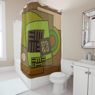 Abstract modern geometric pattern shower curtain