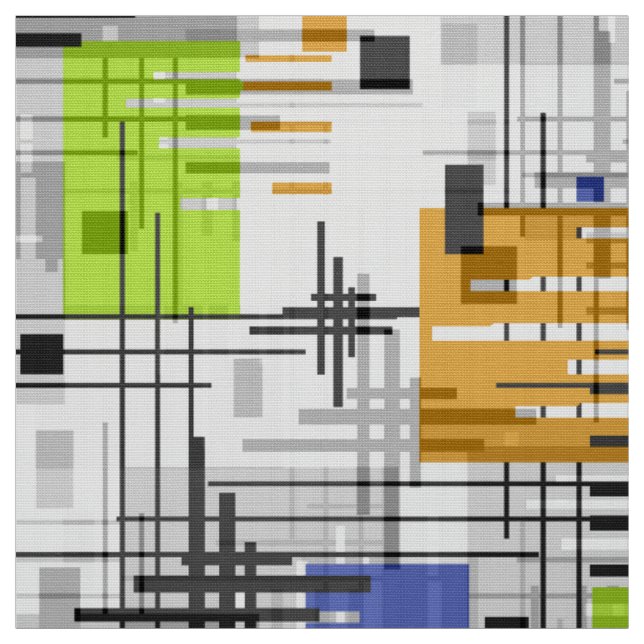 Abstract modern geometric shapes striped lined rec fabric (Swatch)
