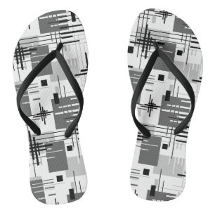 Abstract modern geometric shapes striped lined rec jandals