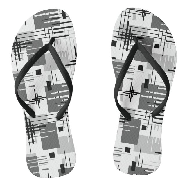 Abstract modern geometric shapes striped lined rec jandals (Footbed)