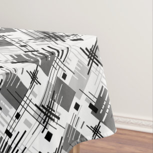 Abstract modern geometric shapes striped lined rec tablecloth