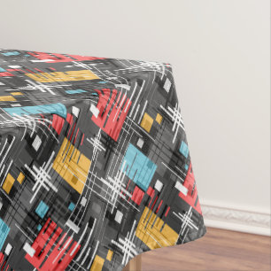Abstract modern geometric shapes striped lined rec tablecloth