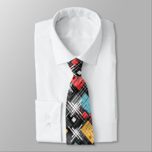 Abstract modern geometric shapes striped lined  tie