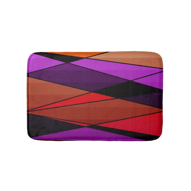 Abstract modern geometric shapes triangles orange bath mat (Front)